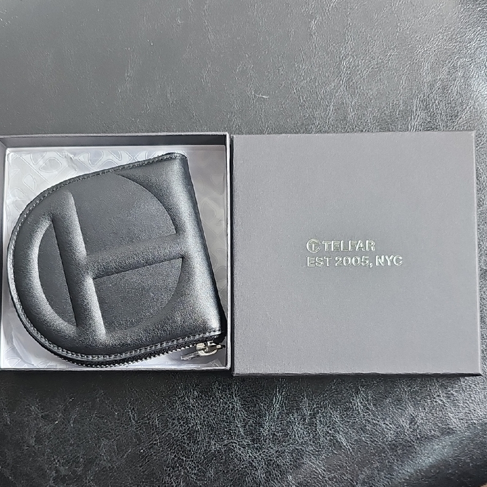 Telfar Black Embossed Leather Coin Wallet